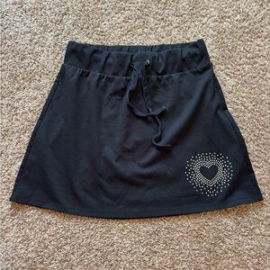 Wild Fable Black Drawstring Skirt with Heart Stud Detail Size L